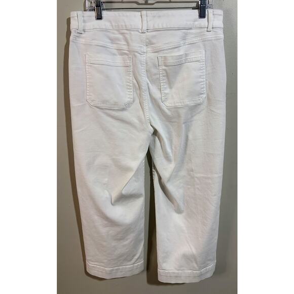 Talbots Flawless High Waist Wide Crop White Jeans Size 12 - Picture 5 of 7